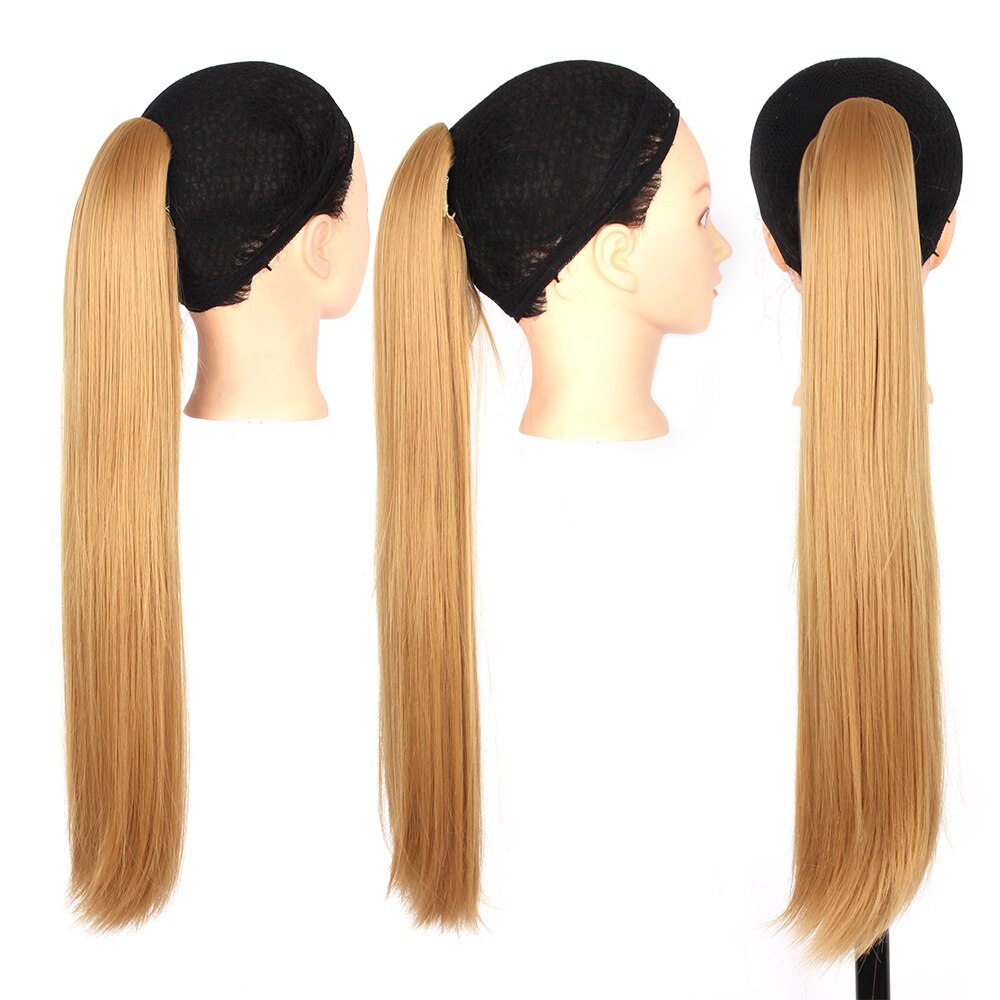 Straight Ponytail Synthtic Hair Extension Natural Color Drawstring Ponytail Soft Hair Bun Chignon Clip in Hair Tail For Women