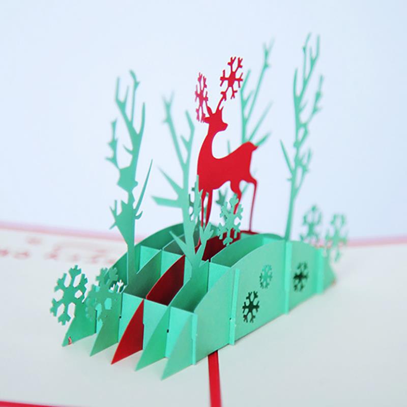 3D Pop Up Santa Claus Deer Greeting Cards Christmas Party Invitation Greeting Cards Year Invitation Postcard