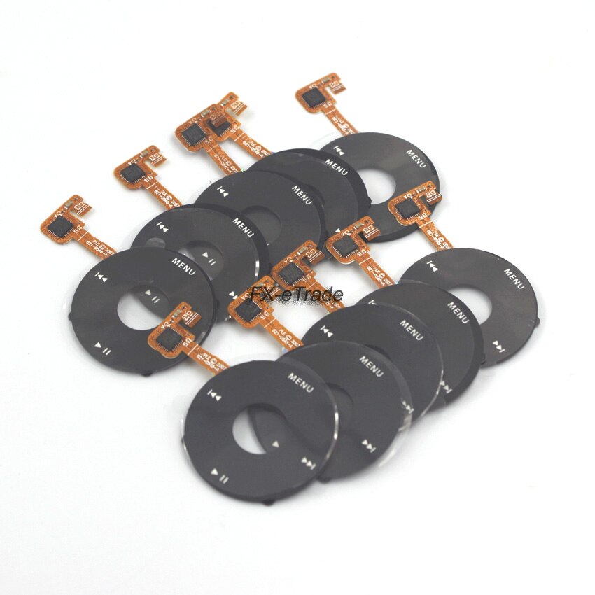 10pcs Black White Clickwheel Click Wheel with Flex Cable for iPod 6th 7th Classic 80GB 120GB 160GB: Black