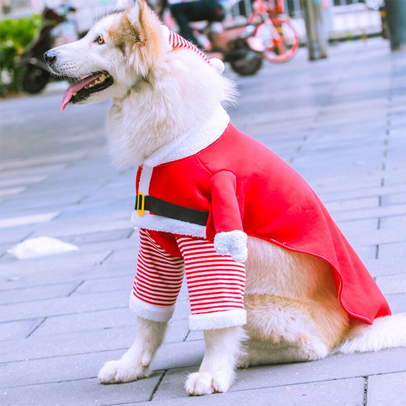 7XL Large Dog Pet-apparel Cosplay Santa Claus Clothes Dogs Windcheater Cute Christmas Santa Claus Cloak Warm Outfit Costume Set