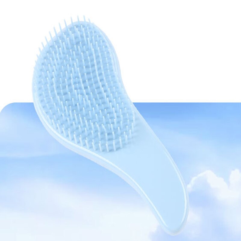 1Pcs Baby Kinderen En Vrouwen Verstrikt Haar Kam Kam Salon Zachte Anti-Statische Borstel Tangled Nat Droog Haren handvat Krul: Blauw