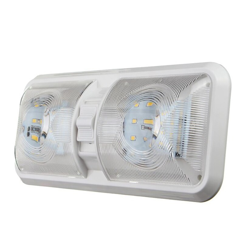 1 par rv led lampa 12v 800lm 6000-6500k takarmaturer husbil släp marin dubbel kupollampa 48 lysdioder