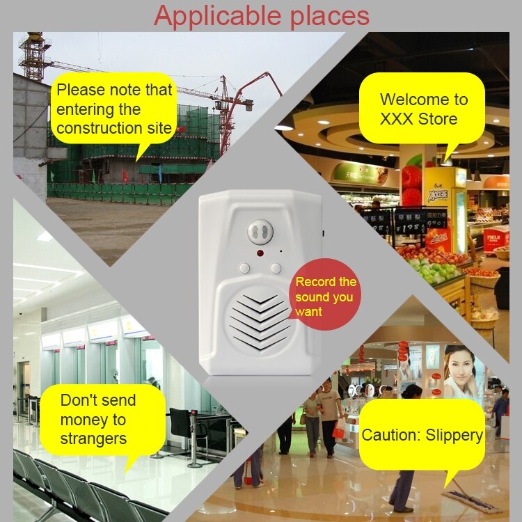 Timbre de dos vías, grabador de voz con timbre de inducción de bienvenida (blanco)