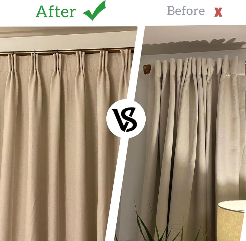 Curtain Pinch Pleat Hooks 4 Prong Curtain Hook Stainless Steel Curtain Pinch Clip Rust-Resistant Drapery Pin Window Pleated Pins