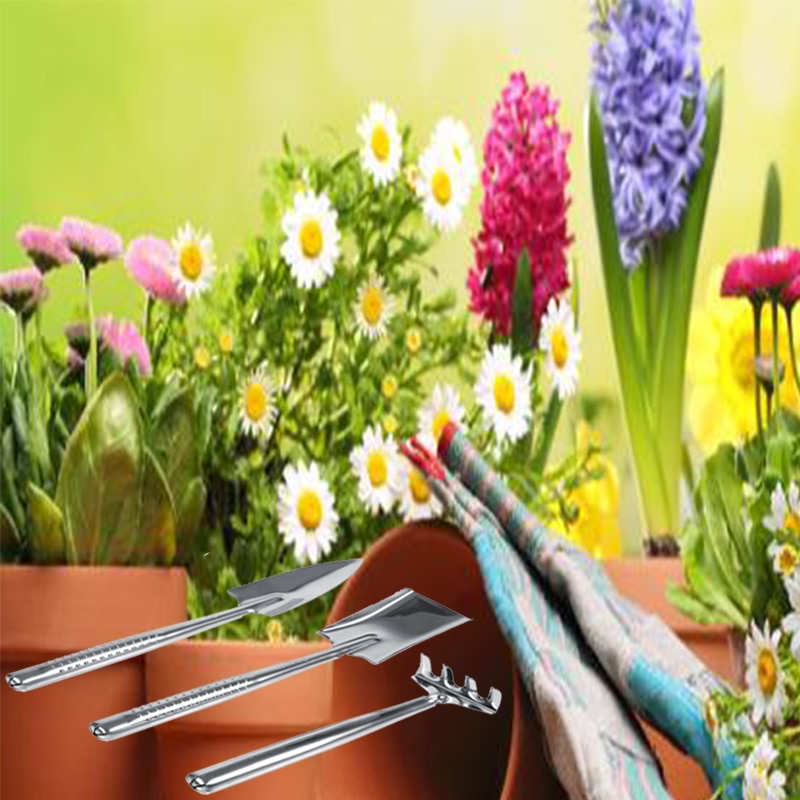 3 pièces Mini outils de jardin ensemble Portable pelle outils pelle râteau pelle jardin plante outil ensemble avec manche en bois enfants outil extérieur