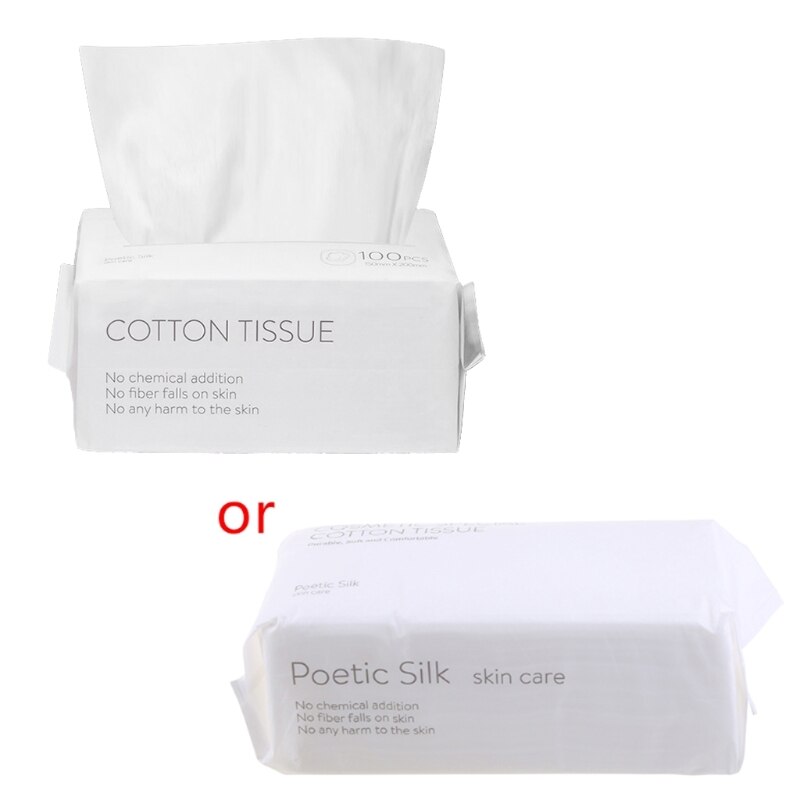 Lingettes de voyage jetables pour le visage, 100 pièces, en coton, pour maquillage, nettoyage du visage: B