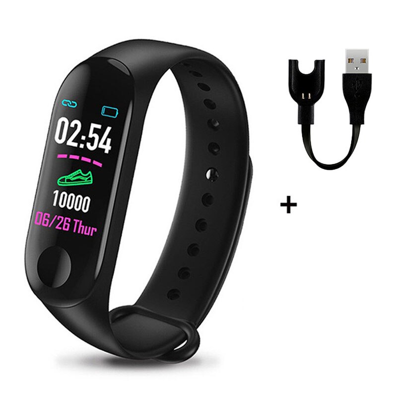 M3 Clever Uhr Bluetooth Männer Frauen Smartwatch Blutdruck Herz Bewertung Monitor Fitness Armbinde Für iPhone Xiaomi Android: Schwarz