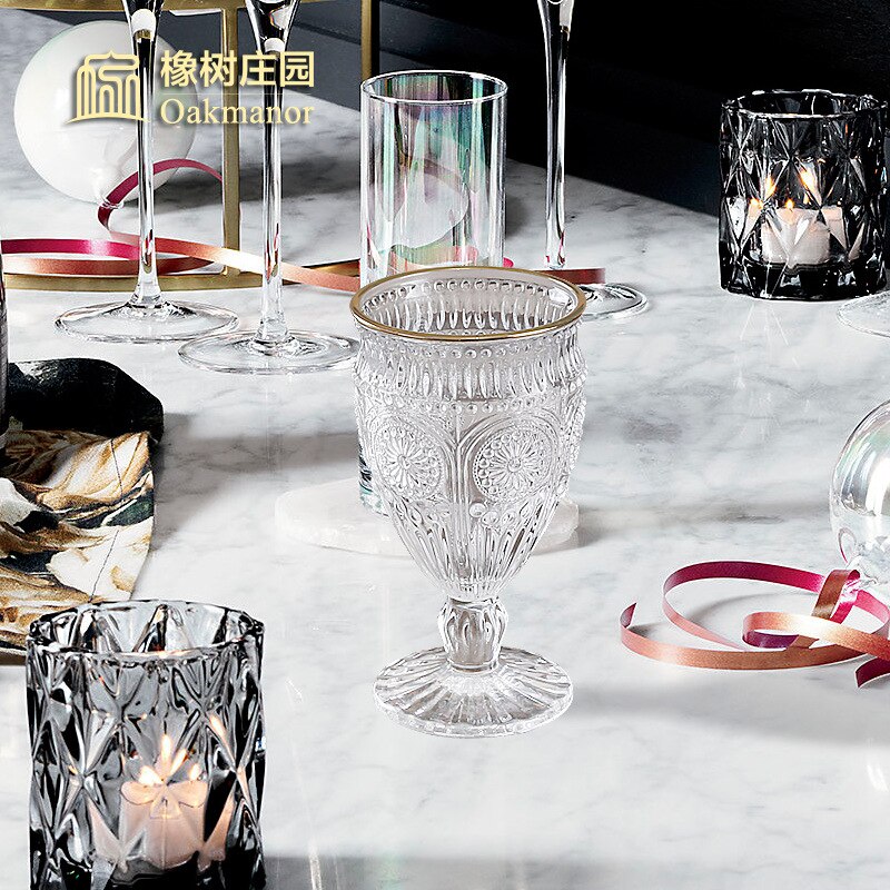 Grand verre à vin en relief style Baroque européen, 350ML, style rétro, rouge, pour Bar, multifonctionnel,