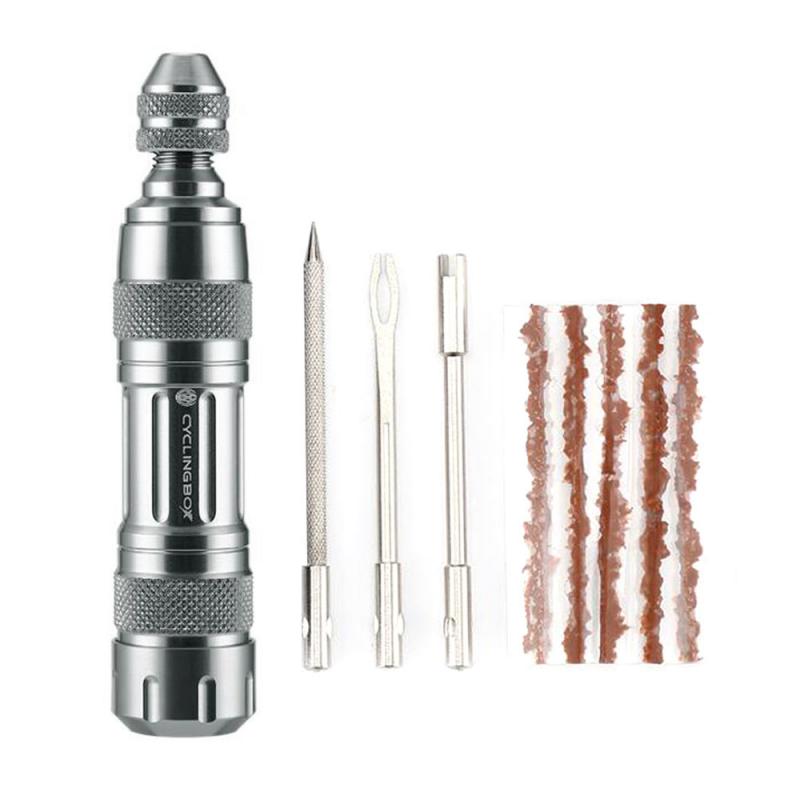 Car Tire Repair Tools Aluminum Alloy Bicycle Mountain Bike Automobile Tire Repair Tools Kits Riding Equipment Moto Accessories: silver