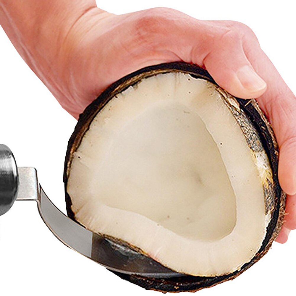 Coconut Tool Opener Rvs Kokosnoot Vlees Verwijdering Duurzaam Houten Handvat Kokosnoot Voor Keuken
