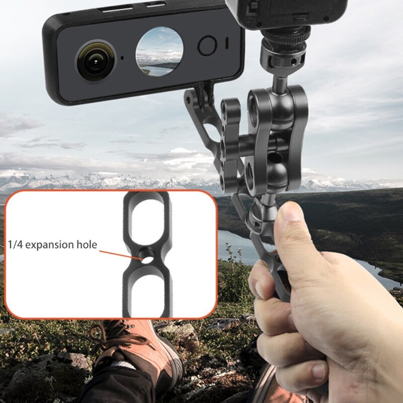 Aluminium Extension Arm Metalen Opvouwbare Mount Helm Schieten Stick Stand Compatibel Met Gopro9 Insta-360 One-X