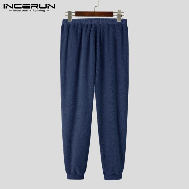 INCERUN – pantalon de nuit en molleton pour homme, pyjama doux et , avec cordon de serrage, poches, vêtements de maison et de loisirs