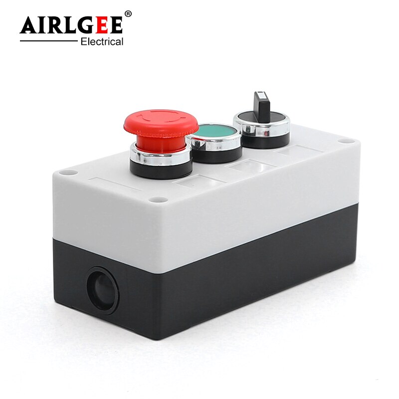 Three-position control box quick stop self-recovery button knob switch waterproof indicator box gear switch button with 3 holes