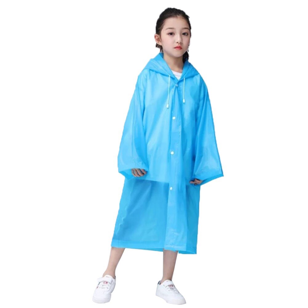 Adult/Kid Wegwerp Waterdichte Jas Clear Pvc Regenjas Regenjas Hooded Poncho Regenkleding: kid blue