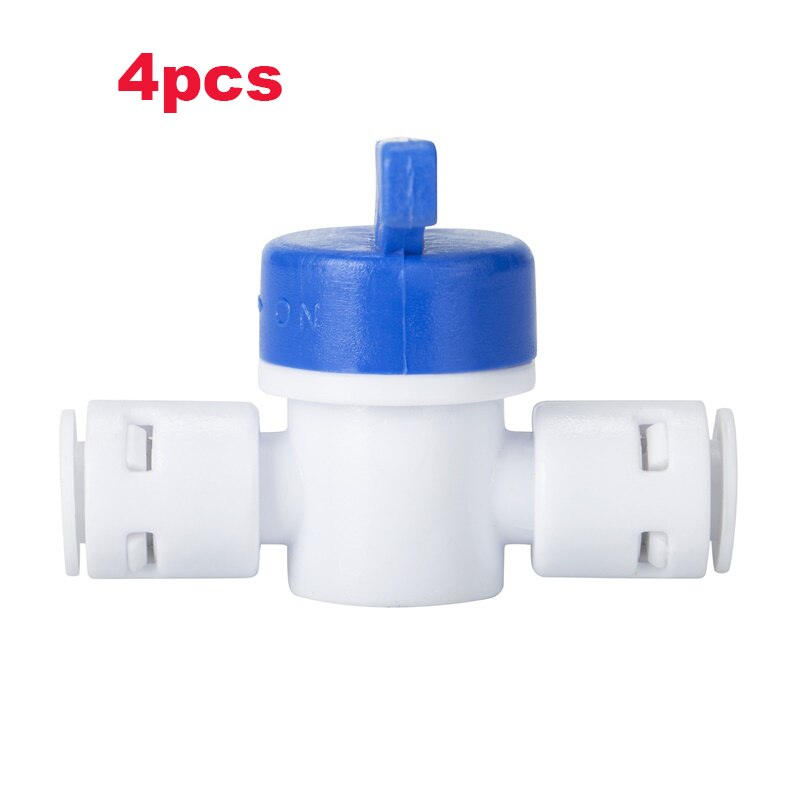 Robinet à bille en plastique à raccord rapide, tuyau d&#39;eau droit, raccord pour système d&#39;aquarium d&#39;osmose: 4pcs