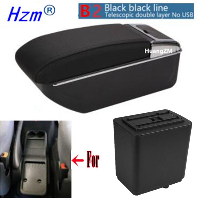 For Citroen Berlingo Armrest Retrofit parts For Peugeot Partner tepee Car Armrest Storage box car accessories Charging USB LED: B2 style black line