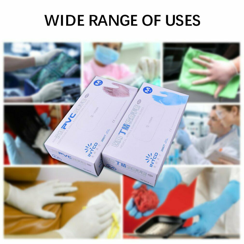 100 Stuks Keuken Wegwerp Handschoenen Blauw Clear Vinyl Industriële Latex Gratis Wegwerp Handschoenen Effen Pvc