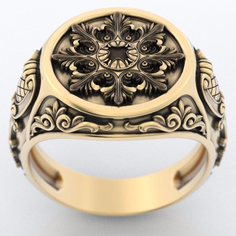 Mannen 925 Zilveren Vintage Overheersend Ring 18K Geel Vergulde Rose Gold Ring Sieraden Ring