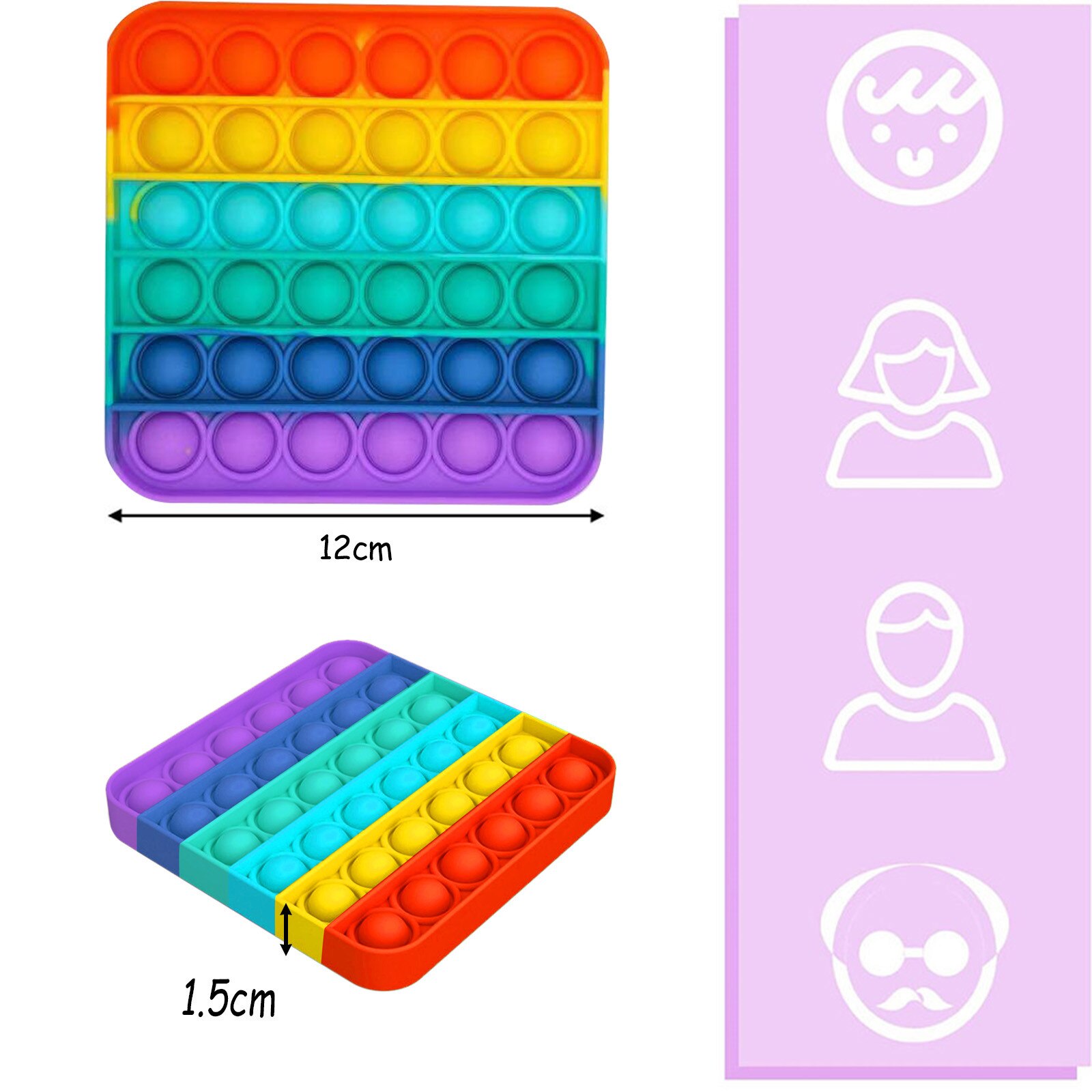 Kleurrijke Fidget Push Pops Bubble Zintuiglijke Squishy Stress Reliever Autisme Behoeften Anti-Stress Pop-Het Regenboog Volwassen Kinderen speelgoed