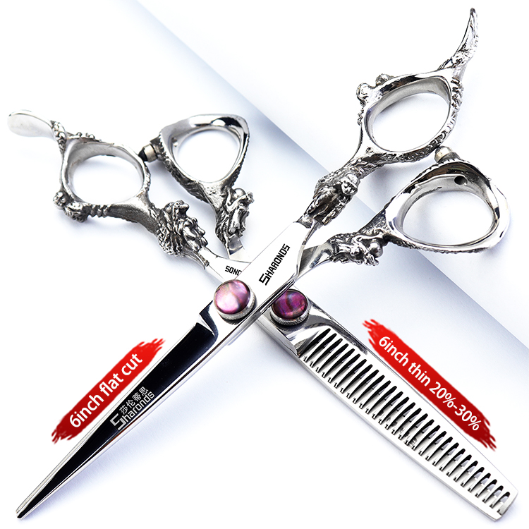 6- inch echte haarschaar, exclusief voor kappers in de kapsalon, tondeuseset met platte tanden, haarknipgereedschap