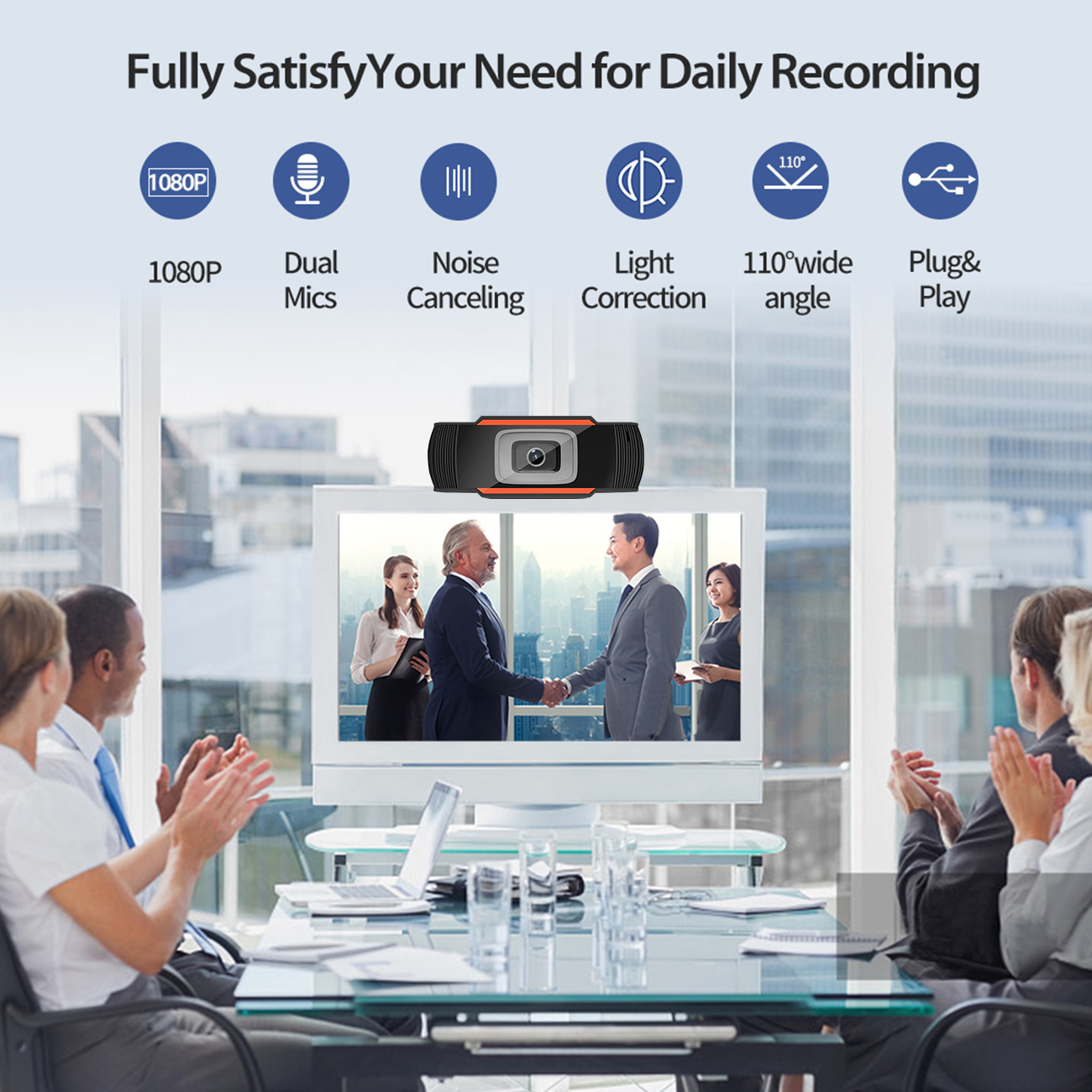 Wired Camera USB Connect HD Full 1080P Computer Device Webcam Plug and Play For Webcast Video Chat With Privacy Cover Household