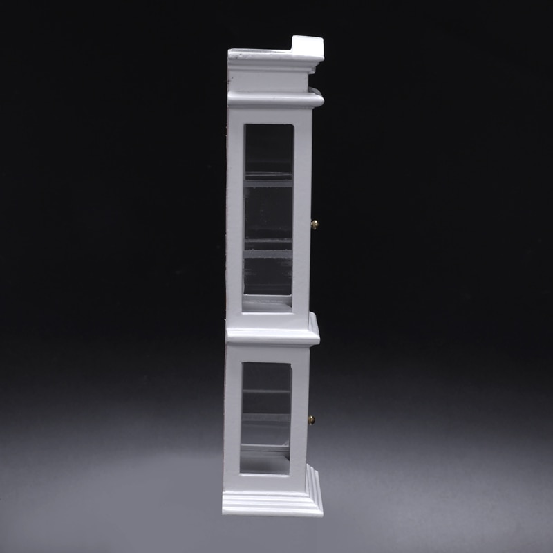1:12 Mini Doll House White Transparent Window Cupboard Display Cabinet