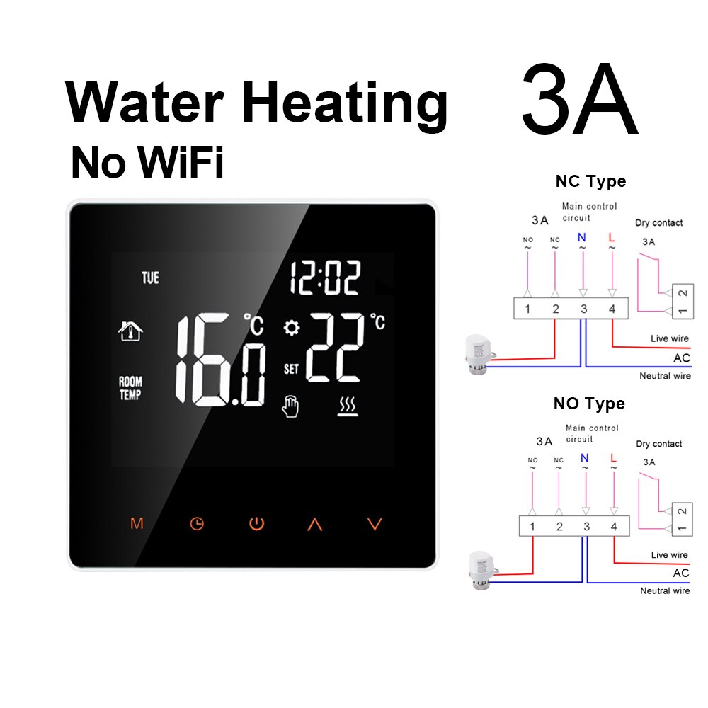 Wifi smart termostat elektrisk gulvvarme vand gaskedel temperatur trådløs fjernbetjening af tuya google home alexa: Ingen wifi 3a opvarmning