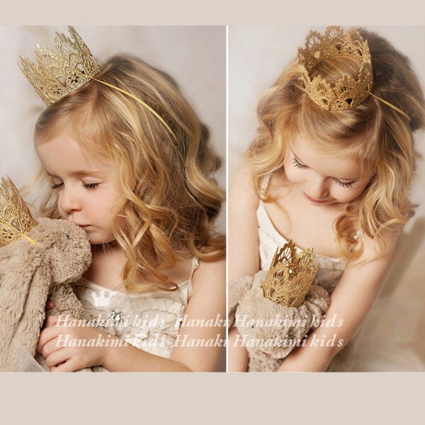 2020New Children's Hair Ornaments Golden Crown Hair Hoop Girl Full Moon Photo Props Parent-child Wedding Birthday Hair Clip