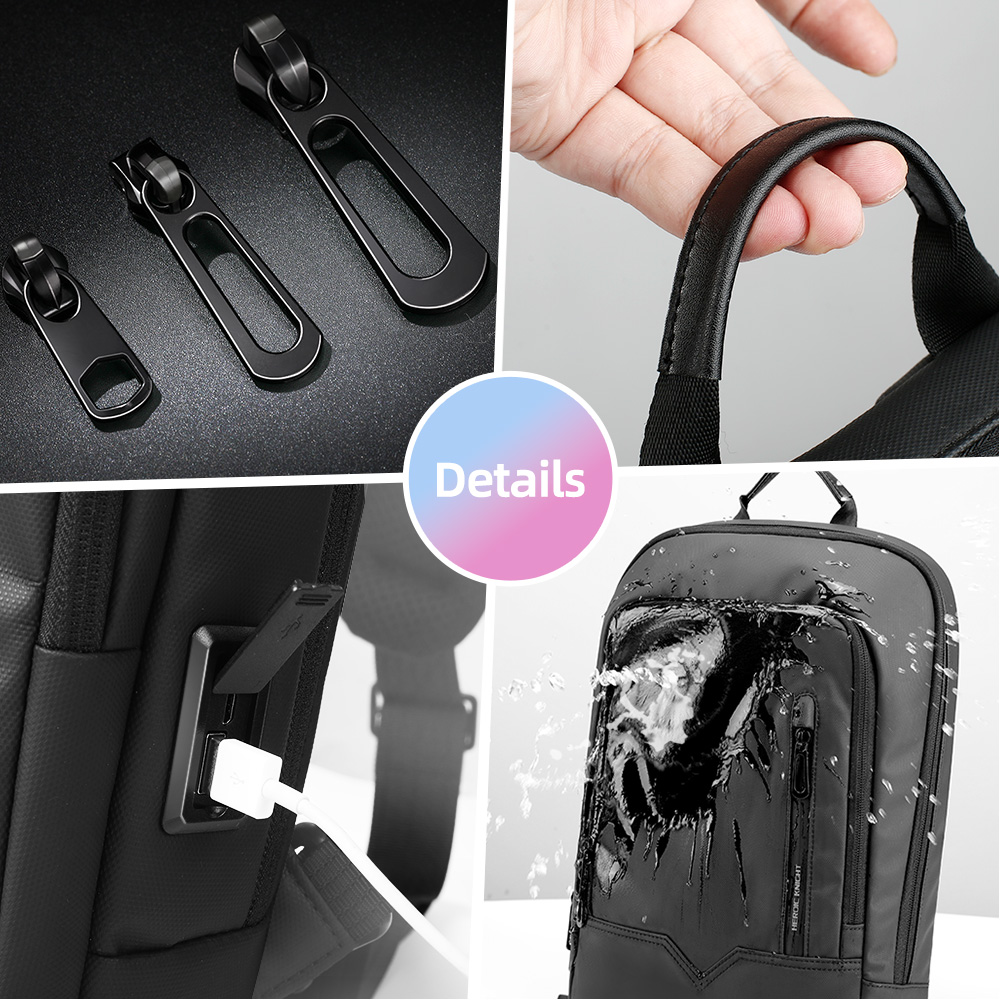 Heróico cavaleiro masculino mochila de negócios fino à prova dwaterproof água 14 "bolsa para portátil leve faculdade mochila moda feminina preto