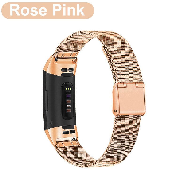 Stropp for fitbit charge 3 4 se -bånd for fitbit charge 2 -bånds armbånd milanese metall for smart armbåndsklokketilbehør: Rose gull / For ladning 2