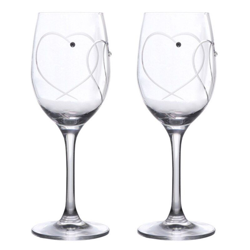 Copa de cristal tallado en forma de corazón para boda, para el Día de San Valentín, champán, vino tinto, vasos conmemorativos, 200-300ml