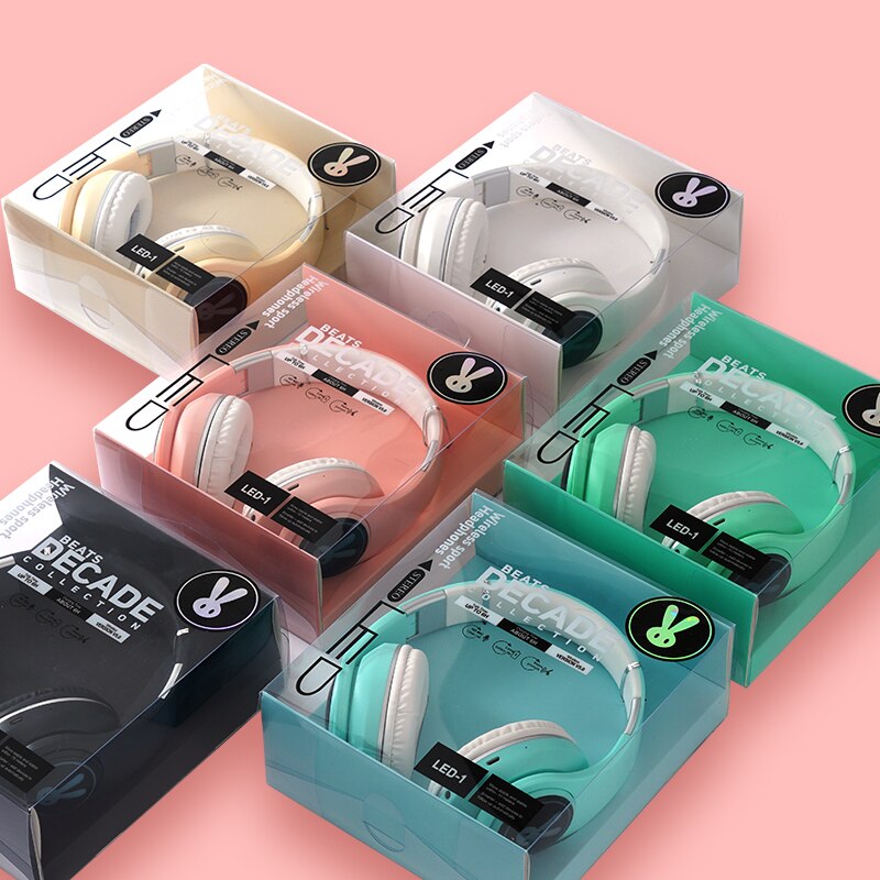 Oreillette Bluetooth sans fil montée sur la tête lumineuse avec Microphone écouteurs de musique mains libres meilleur pour les enfants