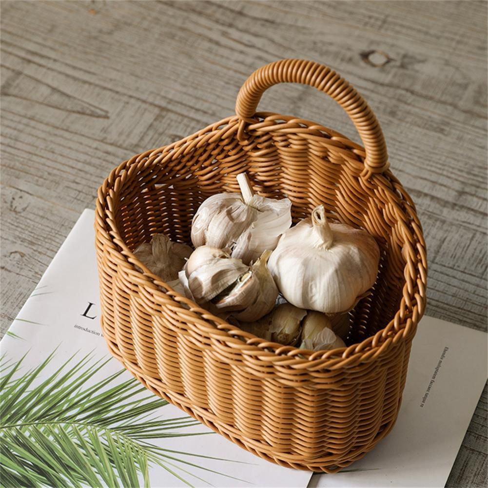 Panier de rangement suspendu en rotin tissé, support mural Durable, panier de rangement en osier sûr, petit panier suspendu de décoration