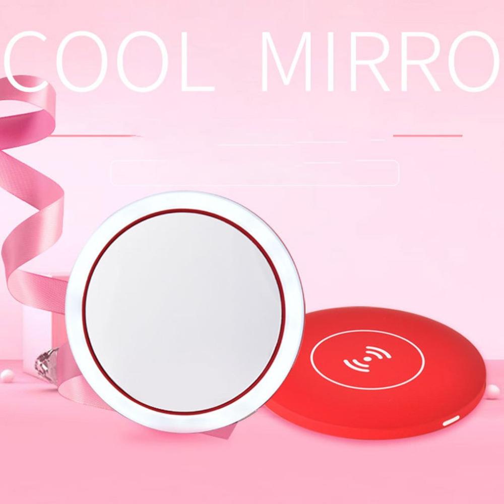 Smart led maquiagem espelho portátil vaidade pode ser escurecido led espelho com 3 níveis de iluminação de carregamento sem fio maquiagem espelho 360 ringlight