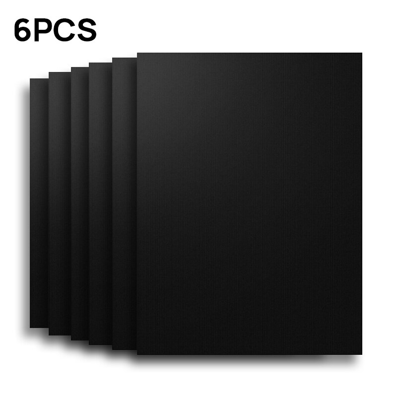 Set van 6 grillmatten, zware barbecuematten, antiaanbakmatten, herbruikbare barbecue-grillaccessoires, 40 x 33cm: Zwart 6 stuks