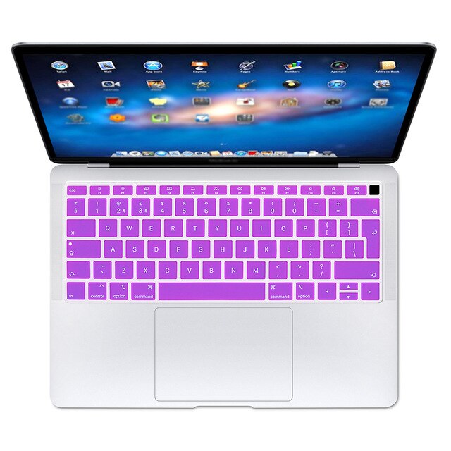 MacBook Air 13 A1932 Keyboard Protector - Silicone Euro Layout Dustproof Waterproof Skin: Purple