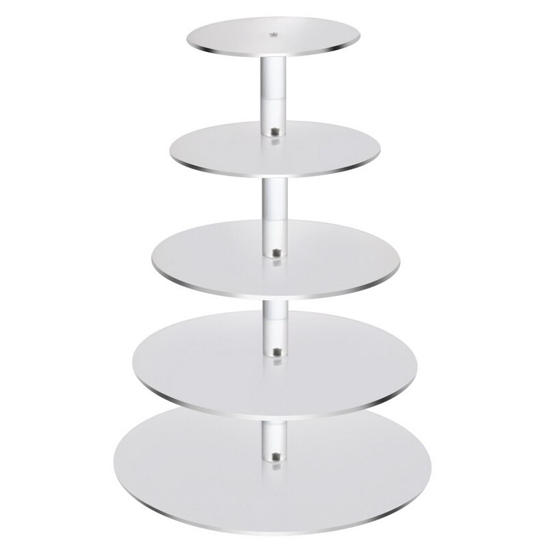 1 stk gennemsigtig aftagelig akryl kage display stander til fest rund cupcake holder bageware bryllup fødselsdag fest dekoration: 5 niveauer