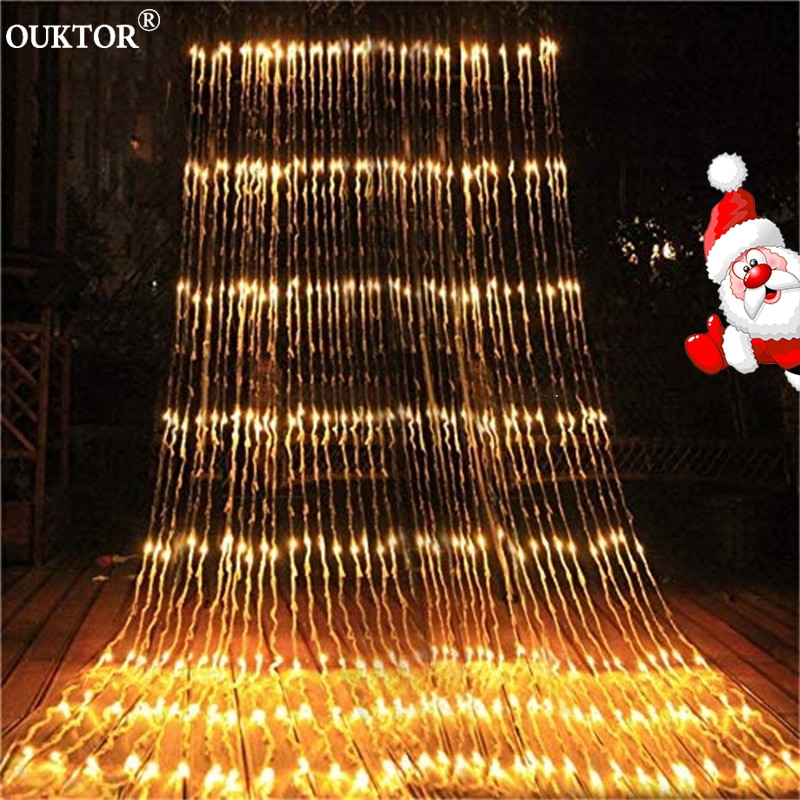 3x2/3x3/6x3M LED Waterfall Curtain Lights Icicle Led String Lights Meteor Shower Rain Fairy Garland Wedding Background Lights
