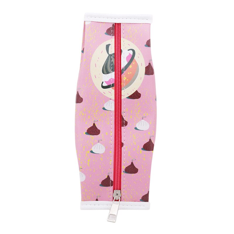Kawaii macaron school etui meisjes chocolade cracker pu leren etui kinderen schoolbenodigdheden: Chocolade