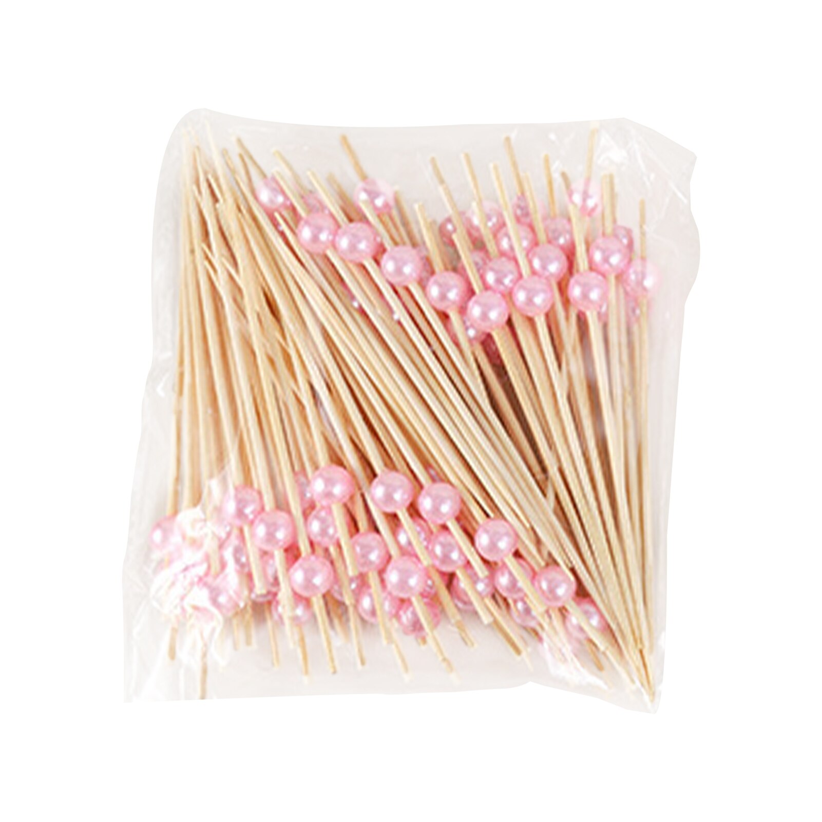 100pcs Salad Home Desserts Wedding Party Bamboo Toothpicks Practical Cake Decor Cocktail Picks With Pearl Disposable Restaurant
