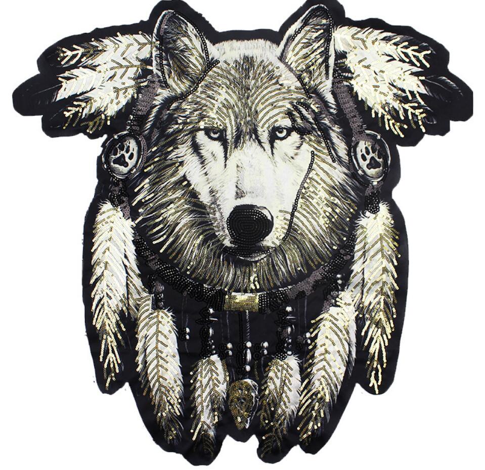Autocollants en tissu tête de loup | Étiquette décorative, pour hommes et femmes, grande taille, dessin animé, patch autocollant couture, bricolage