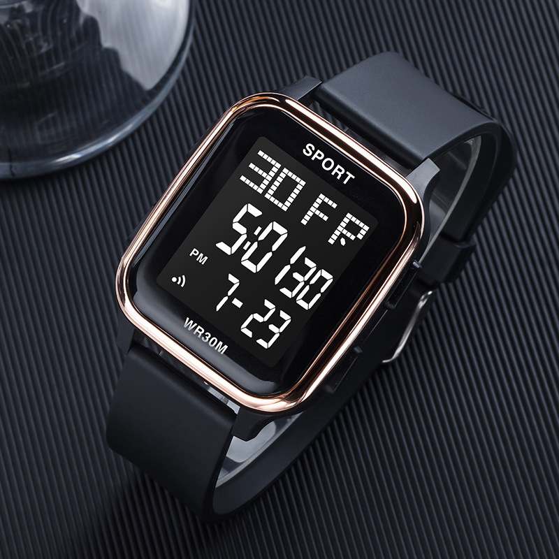 Reloj deportivo YIKAZE para hombre, reloj electrónico multifunción resistente al agua, reloj de pulsera Digital LED ultrafino para hombre y estudiante