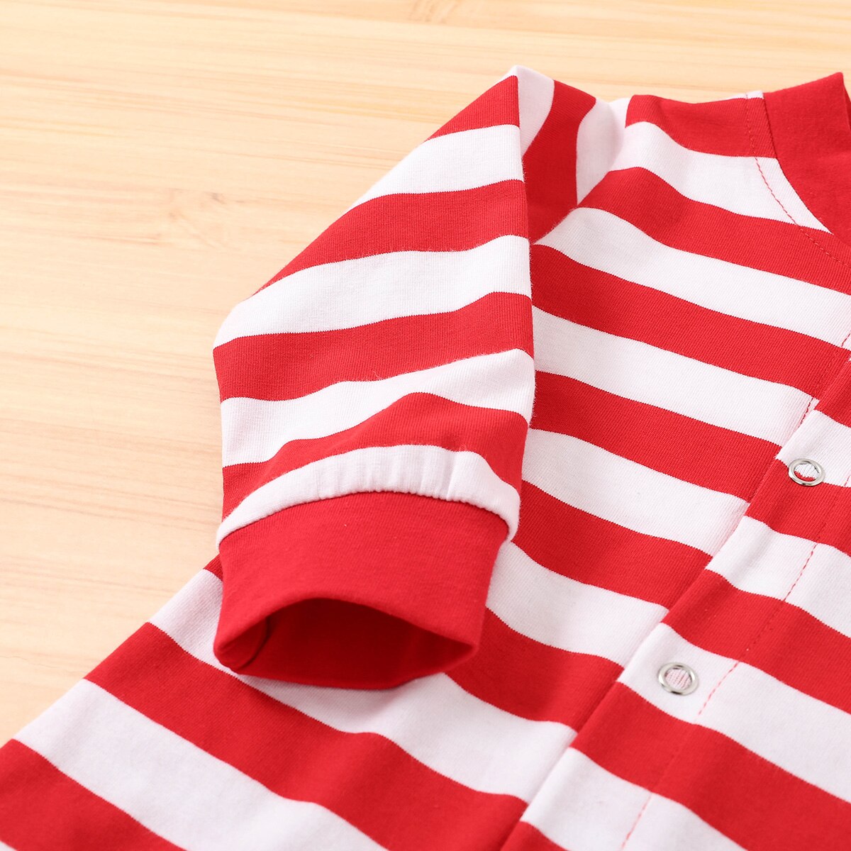 Infant Baby Girls Boys Clothing Long Sleeve Single-breasted Santa Striped Footies Jumpsuits Toddler Christmas Clothes 0-24M