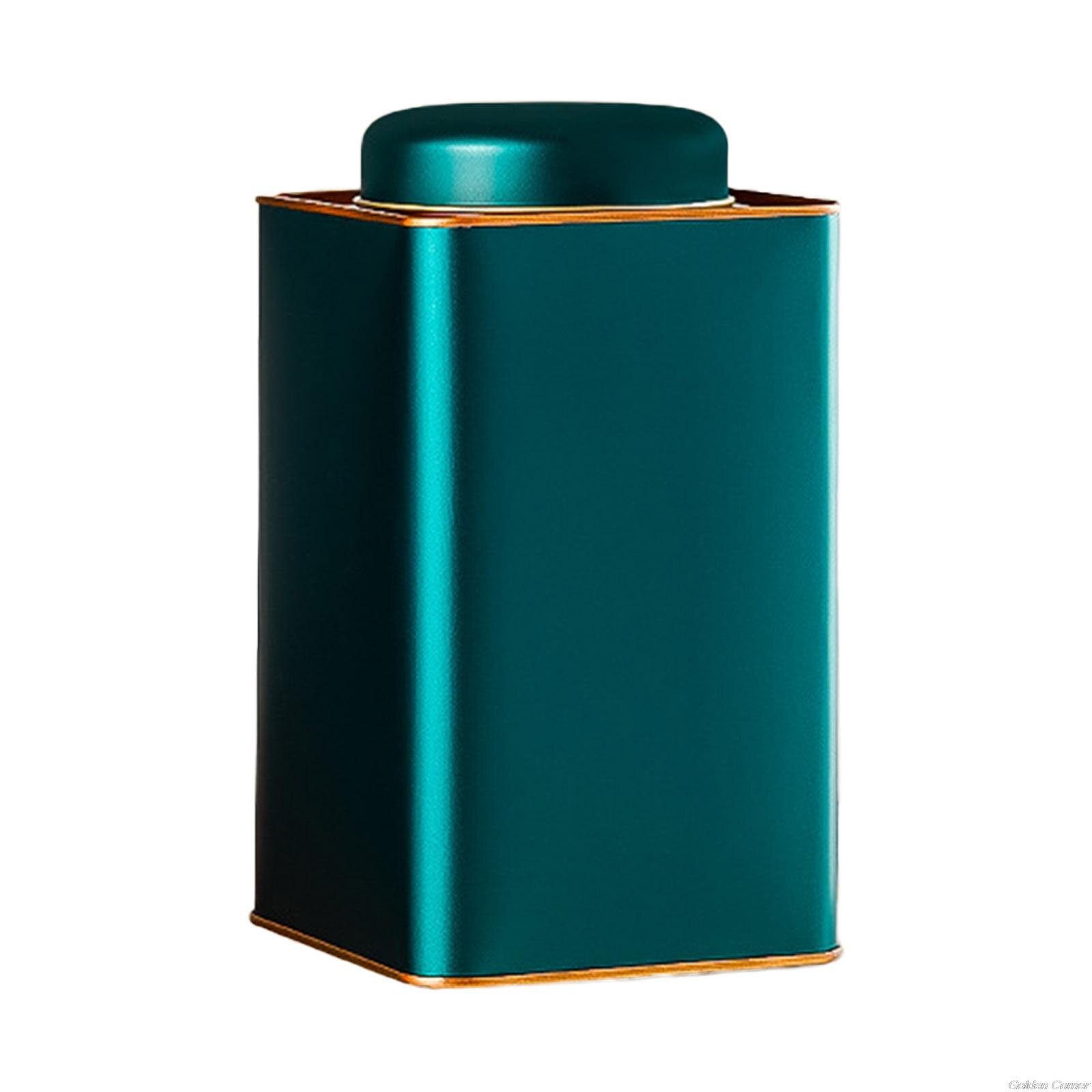 Metal Tinplate Box Square Tea Jar Container Green Tea Storage Box Cans for Food Coffee Herb Candy Chocolate Sugar Spices M21 22