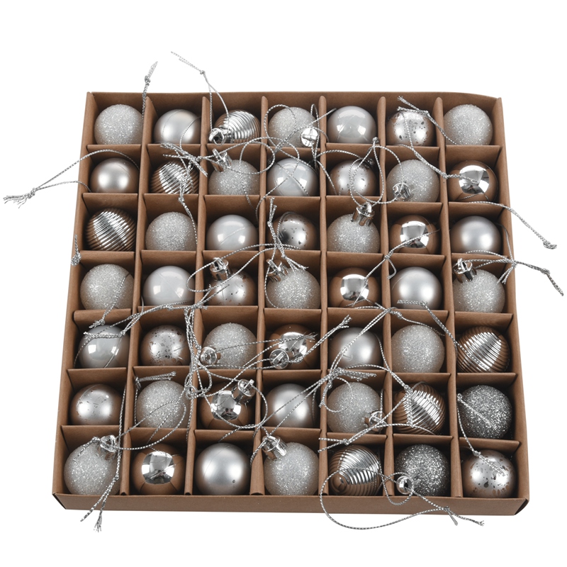 49Pcs Kerstboom Decor Bal Snuisterij Opknoping Xmas Party Ornamenten Decoratie Kerstboom Hangers Voor Thuis Zilver Wit: Default Title