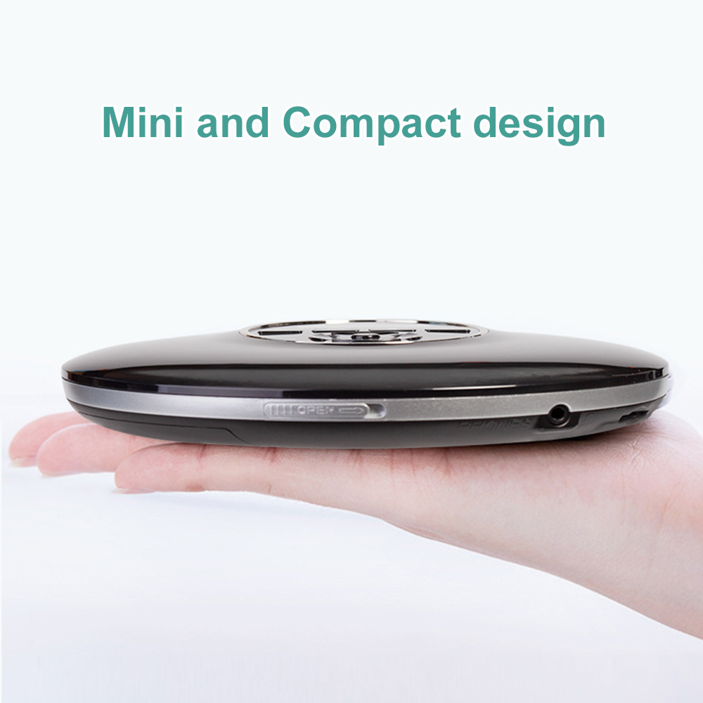 Round Portable CD Player Headphone MP3 Player HiFi Music Reproductor CD Walkman Discman Player with AUX Cable Support TF Card