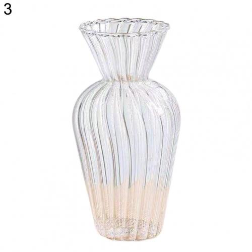 Simple Transparent Glass Vase Versatile Transparent Home Plants Hydroponic Vase Stripe Decorative Flower Vase for Wedding: 3