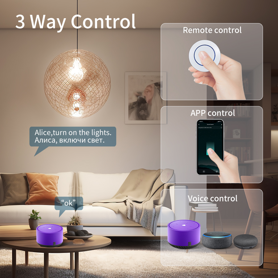Tuya inteligentny przełącznik Wifi RF 433 MHz Alexa asystent Google Alice 16/20A pilot głosowy uniwersalny Mini moduł do oświetlenia Led