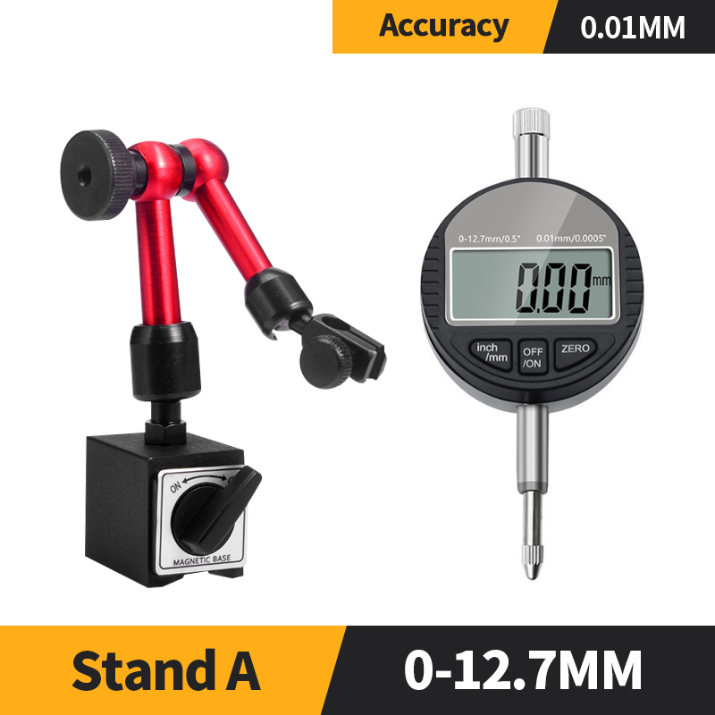 Indicador de Dial de 0-10mm, Base de soporte magnético, soporte magnético para calibre de orificio de Dial, herramientas de medida, indicador de tipo hora, reloj comparador: Morado