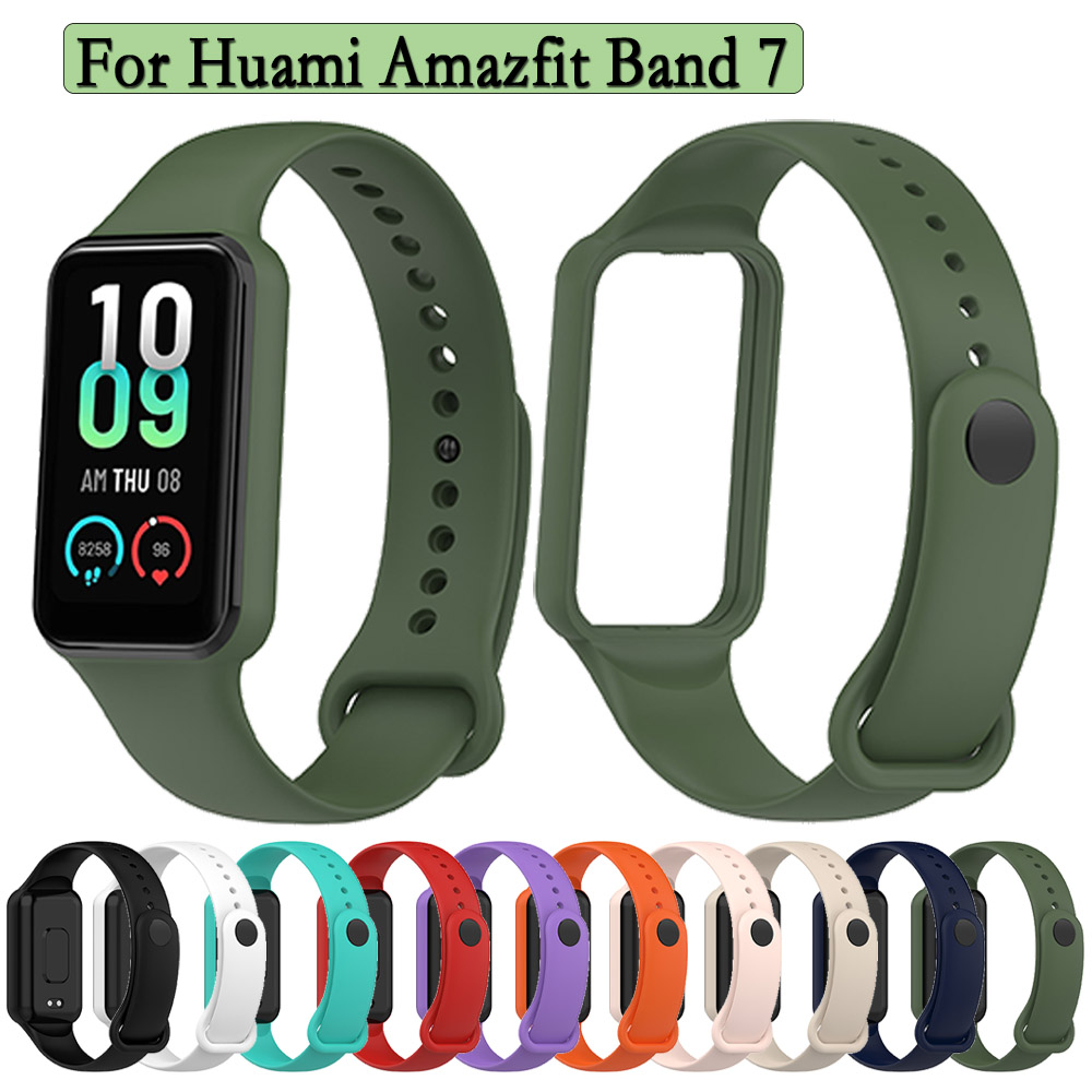 Correa para reloj Huami Amazfit Band 7, pulsera de silicona ajustable de un solo Color, repuesto de pulsera